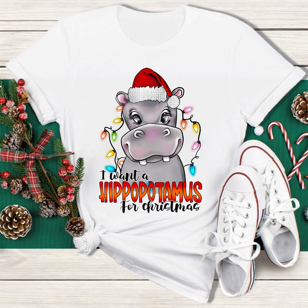I Want A Hippopotamus For Christmas T Shirt, Merry T Shirt, Unisex Christmas Shirts