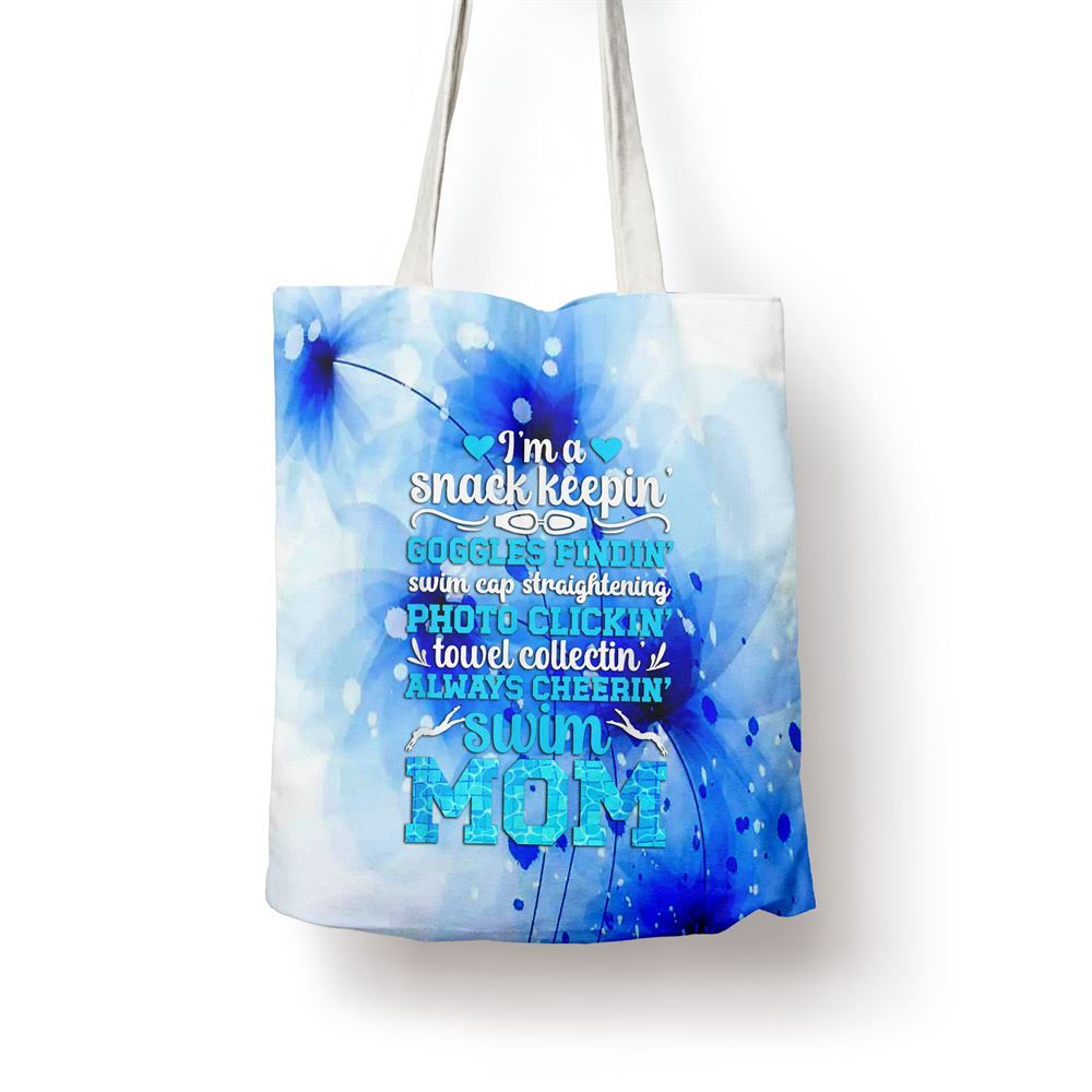 Im A Swim Mom Of A Swimmer Mom Swimming Mother Swim Mama Tote Bag, Women Tote Bag, Canvas Tote Bag, Printed Tote Bag