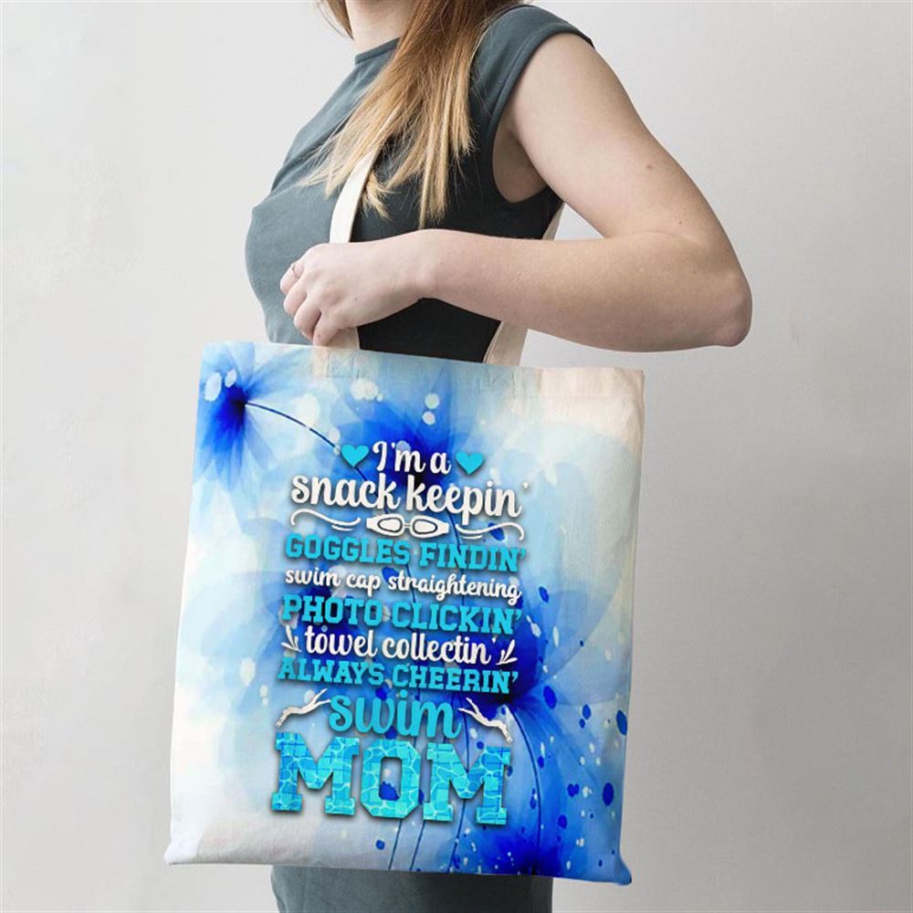 Im A Swim Mom Of A Swimmer Mom Swimming Mother Swim Mama Tote Bag, Women Tote Bag, Canvas Tote Bag, Printed Tote Bag
