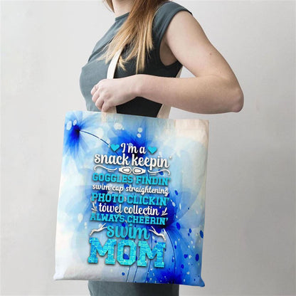 Im A Swim Mom Of A Swimmer Mom Swimming Mother Swim Mama Tote Bag, Women Tote Bag, Canvas Tote Bag, Printed Tote Bag