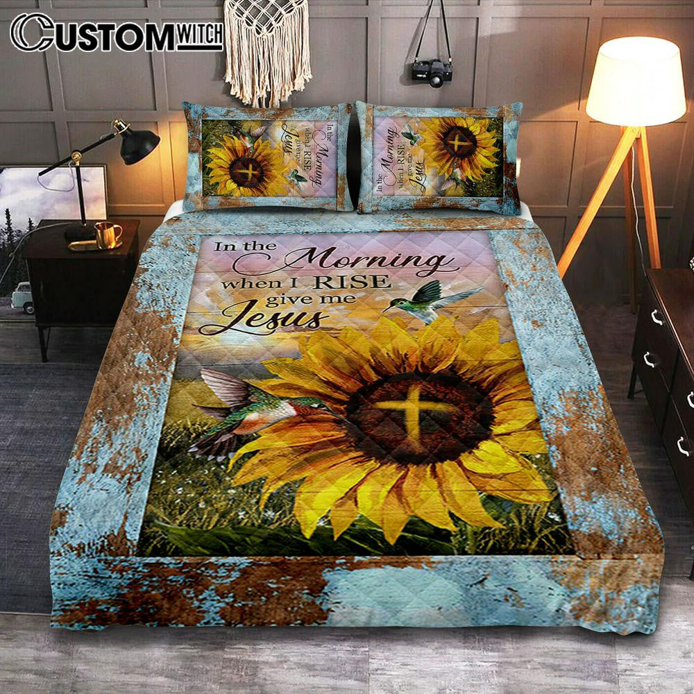 In The Morning When I Rise Sunflower Big Hummingbird Quilt Bedding Set Art