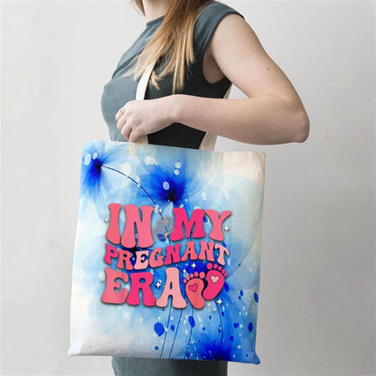 In My Pregnant Era Pregnancy New Mom Groovy Mothers Day Tote Bag, Women Tote Bag, Canvas Tote Bag, Printed Tote Bag