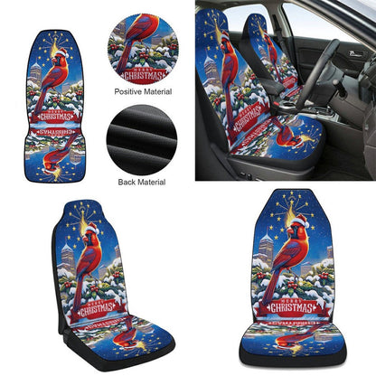 Indiana Christmas Gold Torch and Cardinal Bird Cars Seat Cover, Christmas Car Seat Covers, Car Decor Gift
