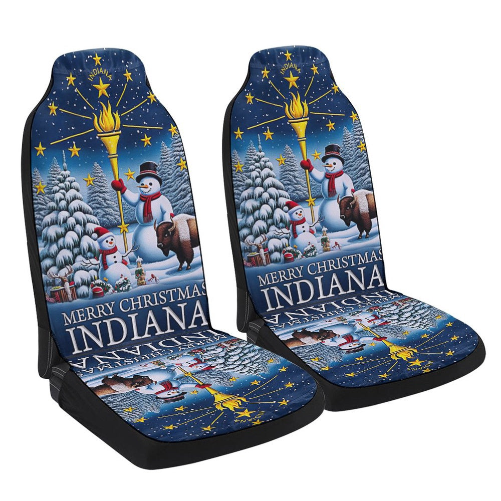 Indiana Christmas Snowman with Gold Torch Merry Christmas Cars Seat Cover, Christmas Car Seat Covers, Car Decor Gift