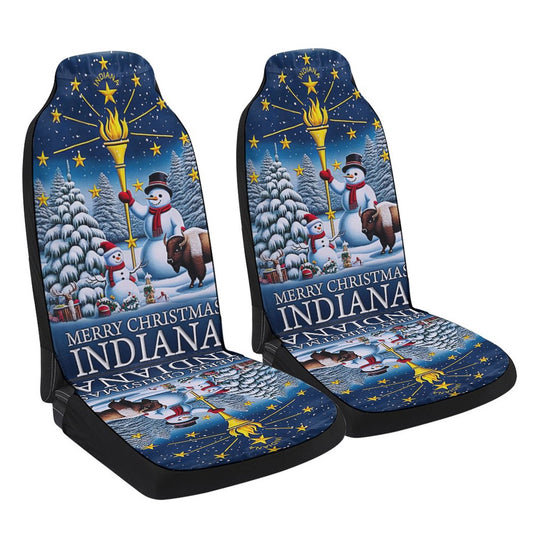 Indiana Christmas Snowman with Gold Torch Merry Christmas Cars Seat Cover, Christmas Car Seat Covers, Car Decor Gift