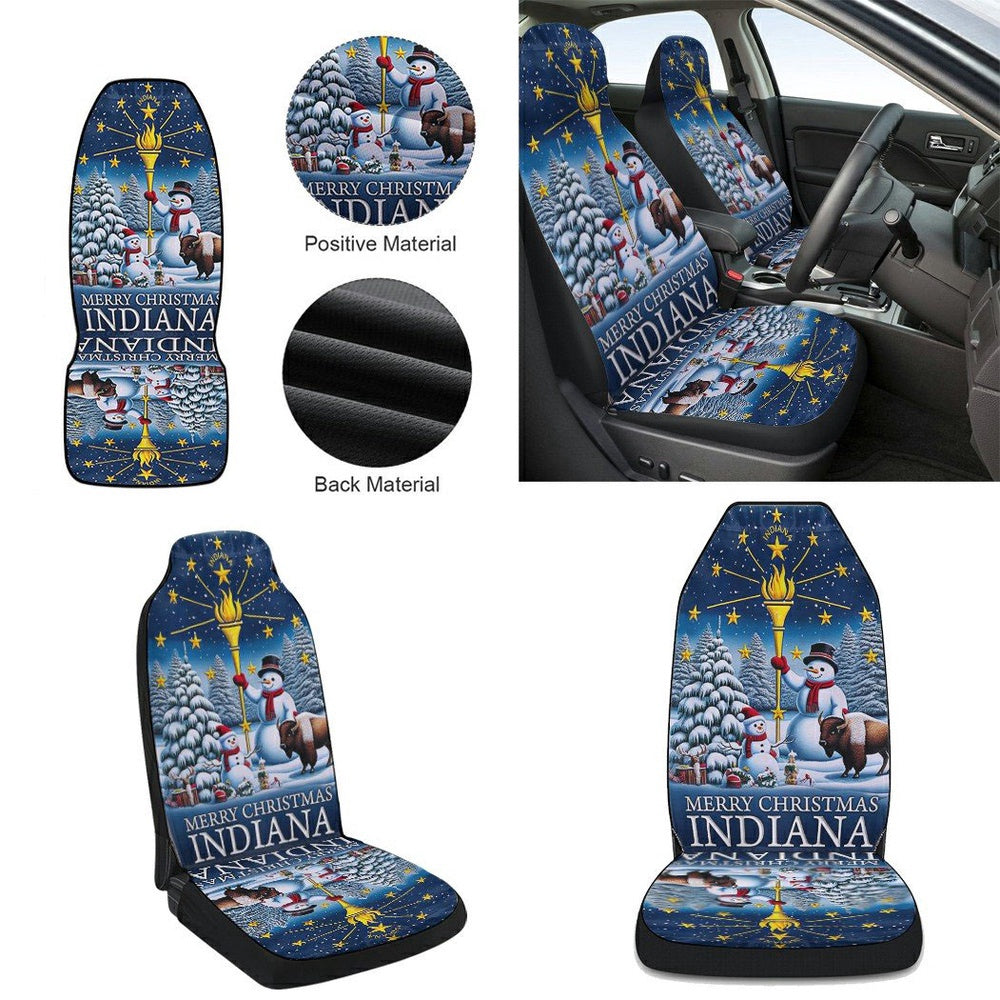 Indiana Christmas Snowman with Gold Torch Merry Christmas Cars Seat Cover, Christmas Car Seat Covers, Car Decor Gift