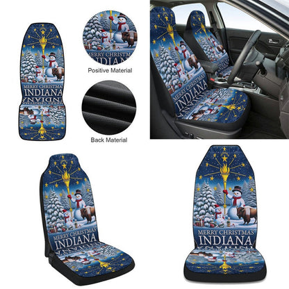 Indiana Christmas Snowman with Gold Torch Merry Christmas Cars Seat Cover, Christmas Car Seat Covers, Car Decor Gift