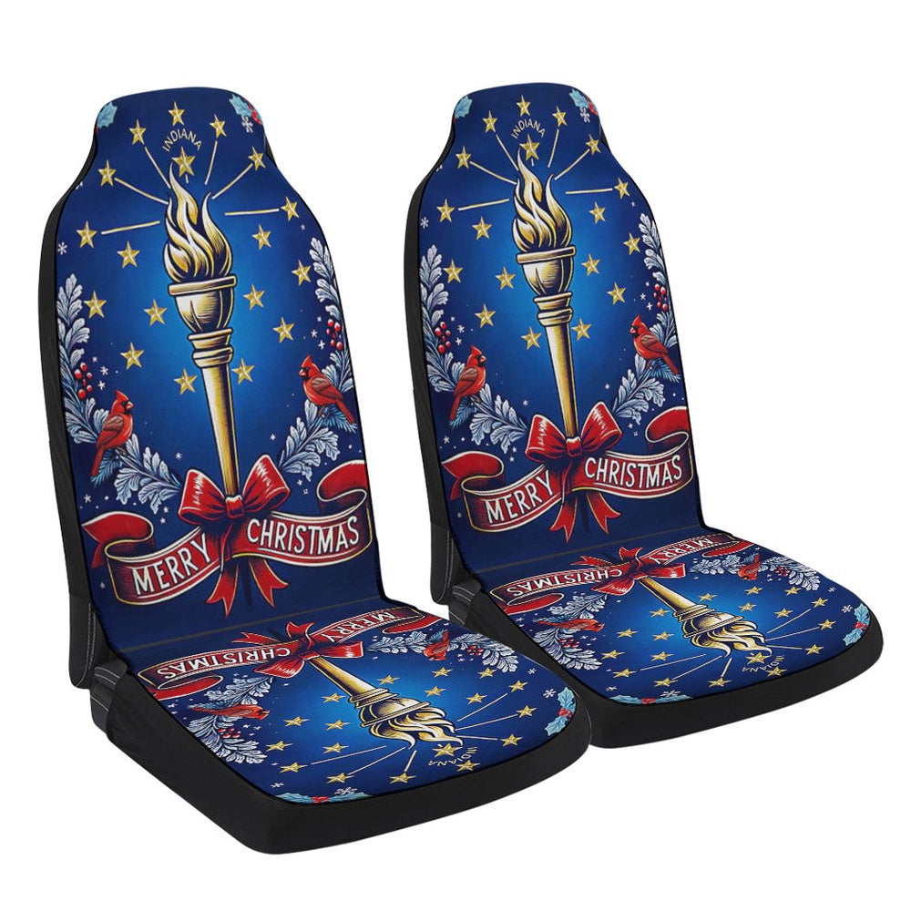 Indiana Merry Christmas Torch and Strs Cars Seat Cover, Christmas Car Seat Covers, Car Decor Gift