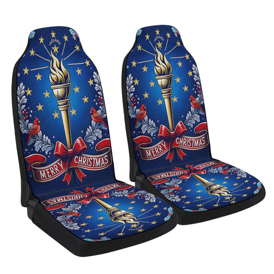Indiana Merry Christmas Torch and Strs Cars Seat Cover, Christmas Car Seat Covers, Car Decor Gift