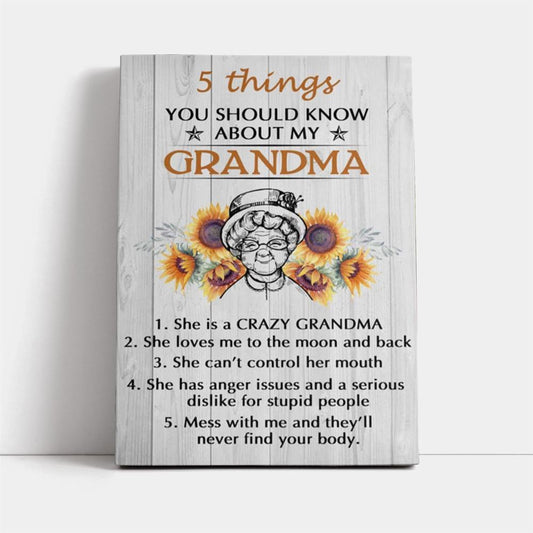 Inspirational Paper Canvas To My Grandma, Mother's Day Canvas Art, Gift For Mom, Birthday Gift, Mother's Day Wall Art