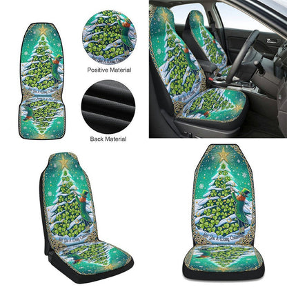 Irish Shamrocks Christmas Tree Cars Seat Cover, Christmas Car Seat Covers, Car Decor Gift