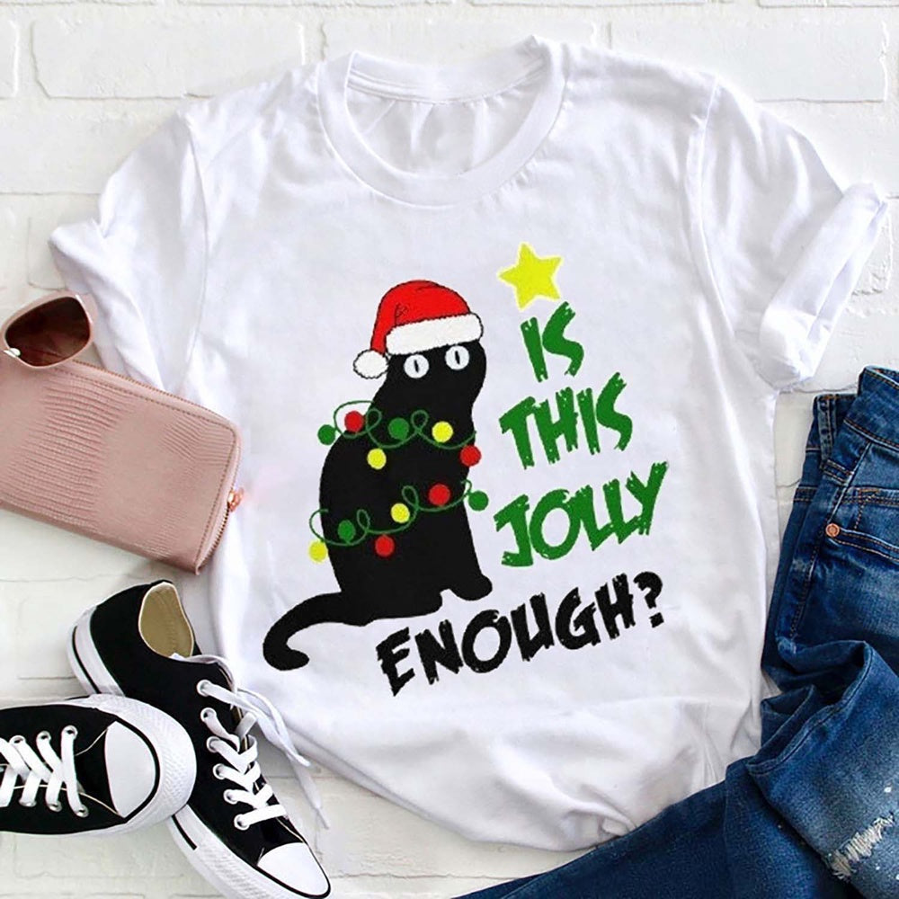 Is This Jolly Enough Black Cat Christmas T Shirt, Merry T Shirt, Unisex Christmas Shirts