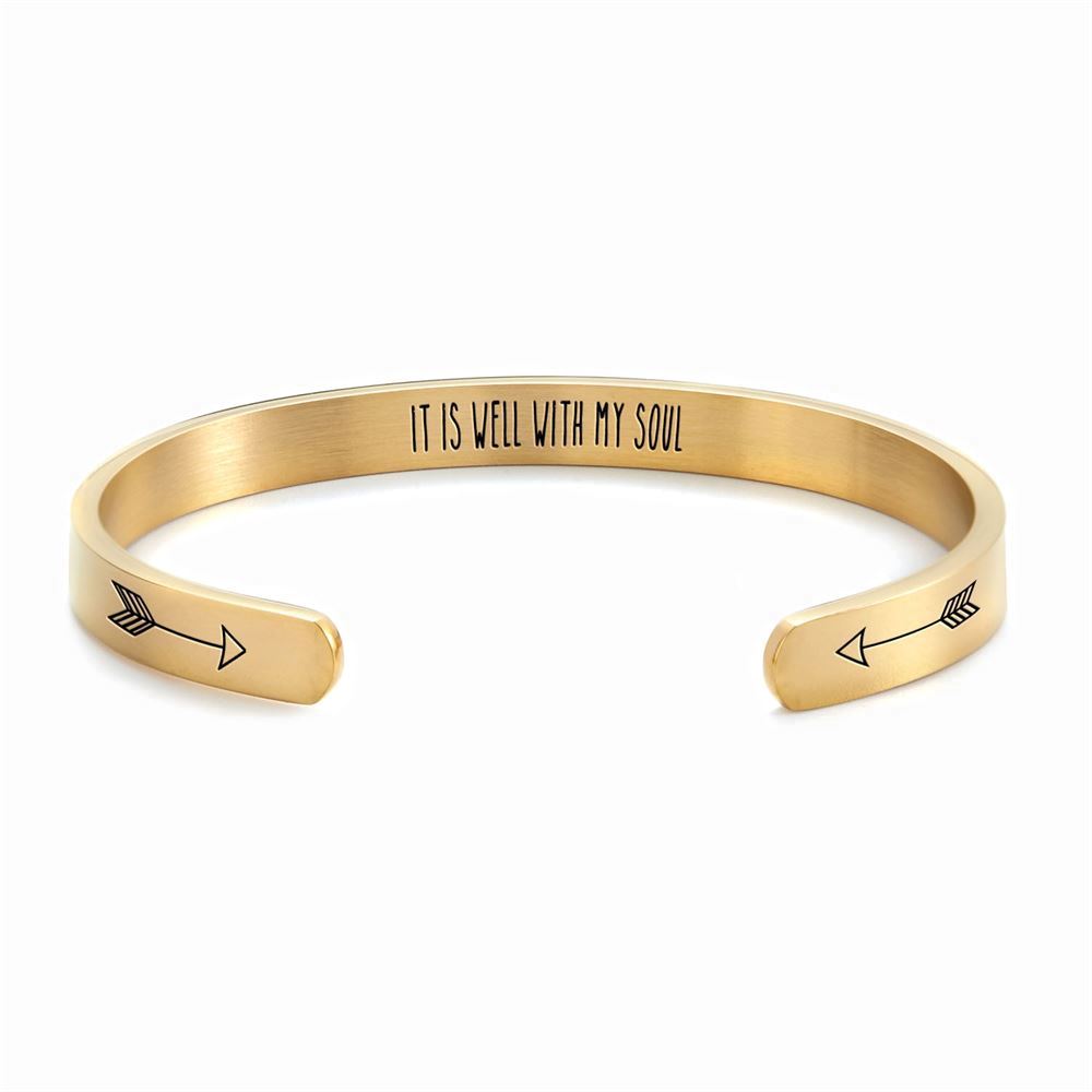 It Is Well With My Soul Personalized Cuff Bracelet, Christian Bracelet For Women, Bible Verse Bracelet, Christian Jewelry