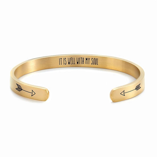 It Is Well With My Soul Personalized Cuff Bracelet, Christian Bracelet For Women, Bible Verse Bracelet, Christian Jewelry