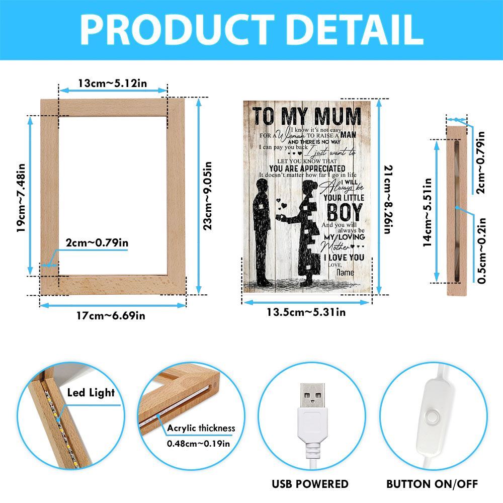 It'S Not Easy From Son To Mum Frame Lamp, Mother's Day Night Light, Best Mom Ever, Gift For Mom