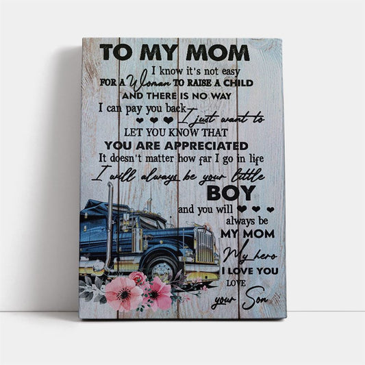 It's Not Easy For A Woman To Raise A Child Mother's Day Canvas, Mother's Day Canvas Art, Gift For Mom, Birthday Gift, Mother's Day Wall Art