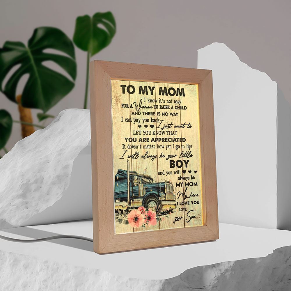 It's Not Easy For A Woman To Raise A Child Mother's Day Frame Lamp, Mother's Day Night Light, Best Mom Ever, Gift For Mom