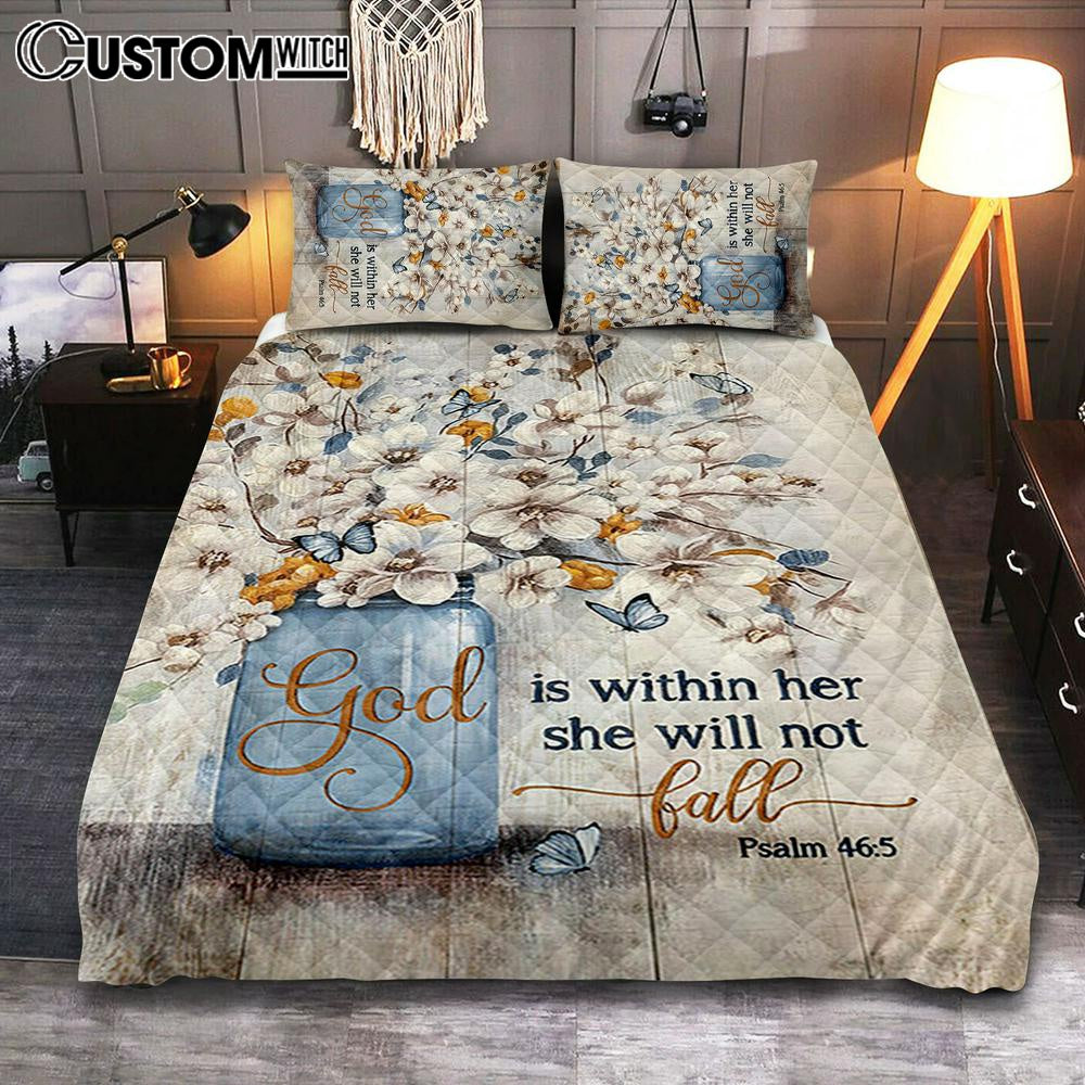 Jasmine Flower God Is Within Her Quilt Bedding Set Art