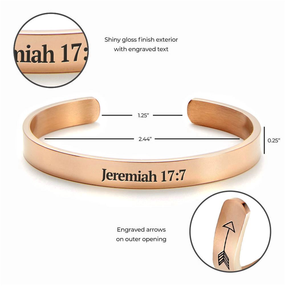 Jeremiah 177 Blessed Cuff Bracelet, Christian Bracelet For Women, Bible Verse Bracelet, Christian Jewelry