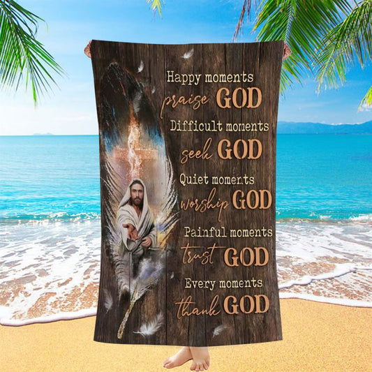 Jesus Amazing Feathers Every Moments Thank God Beach Towel, Christian Beach Towel, Christian Gift, Gift For Women
