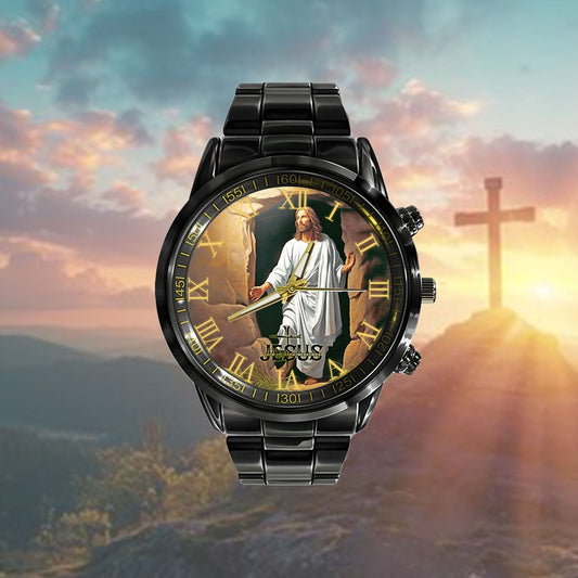 Jesus Black Stainless Steel Watch, Jesus Watch, Christian Watch, Religious Watch