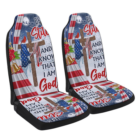 Jesus Christ Cross Christmas Be Still Know That I Am God Cars Seat Cover, Christmas Car Seat Covers, Car Decor Gift