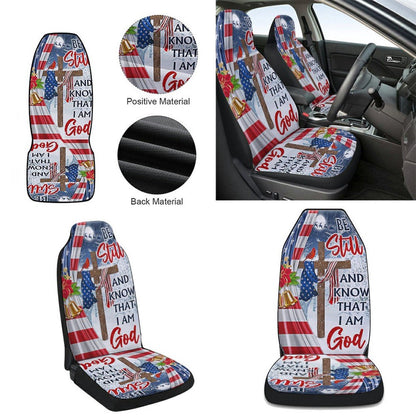 Jesus Christ Cross Christmas Be Still Know That I Am God Cars Seat Cover, Christmas Car Seat Covers, Car Decor Gift