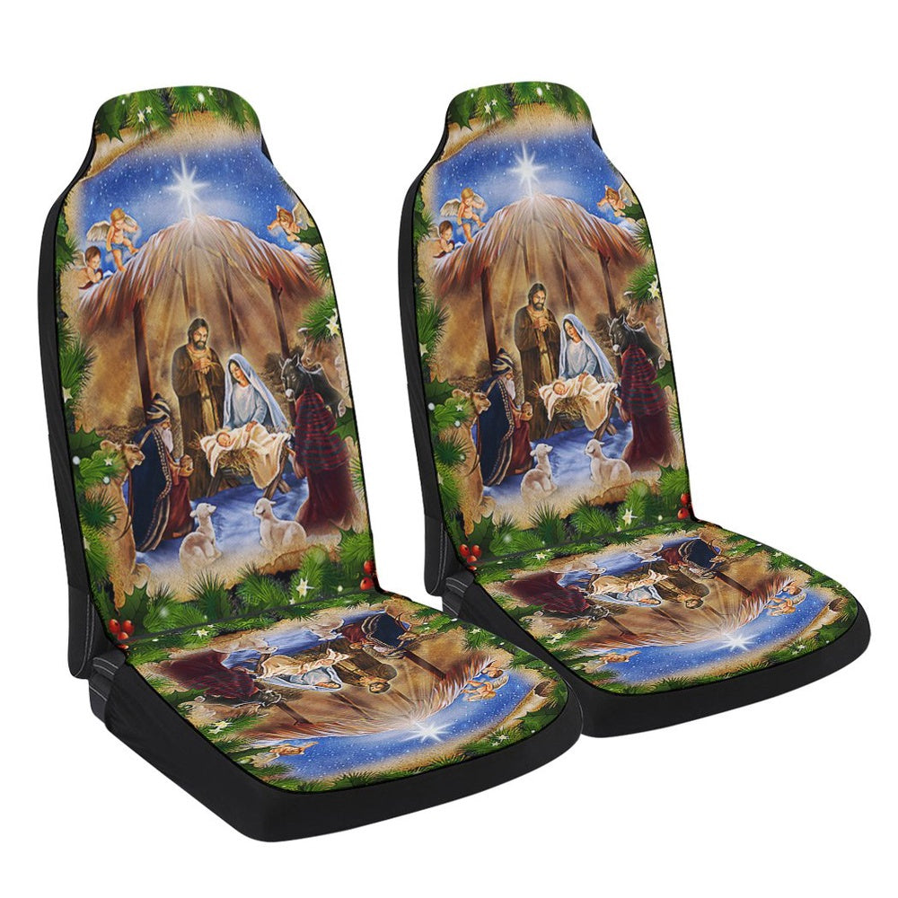 Jesus Christmas Nativity Scene Jesus Is Born Christianity Cars Seat Cover, Christmas Car Seat Covers, Car Decor Gift