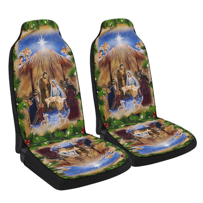 Jesus Christmas Nativity Scene Jesus Is Born Christianity Cars Seat Cover, Christmas Car Seat Covers, Car Decor Gift
