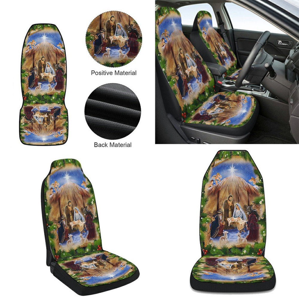 Jesus Christmas Nativity Scene Jesus Is Born Christianity Cars Seat Cover, Christmas Car Seat Covers, Car Decor Gift