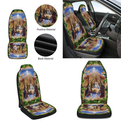 Jesus Christmas Nativity Scene Jesus Is Born Christianity Cars Seat Cover, Christmas Car Seat Covers, Car Decor Gift