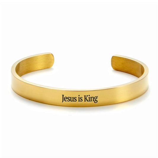 Jesus Is King Personalizable Cuff Bracelet, Christian Bracelet For Women, Bible Verse Bracelet, Christian Jewelry