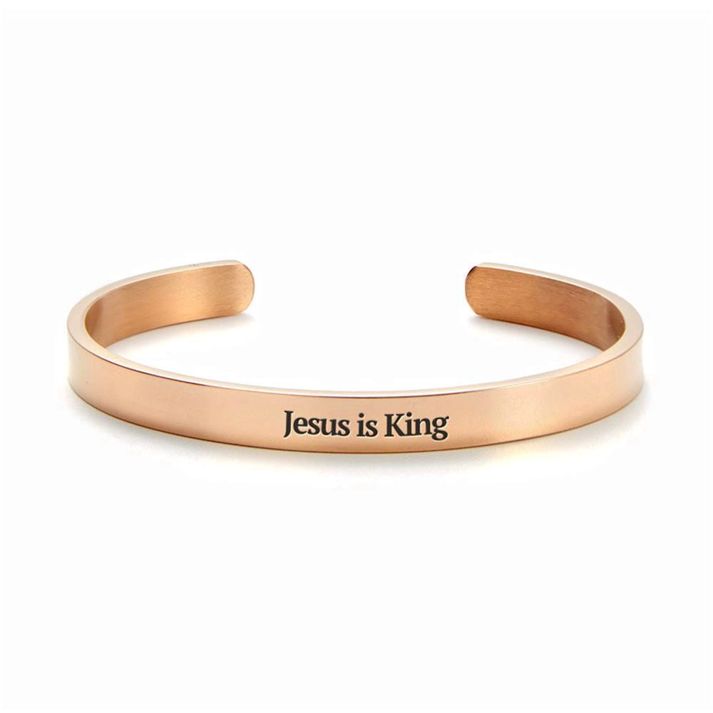 Jesus Is King Personalizable Cuff Bracelet, Christian Bracelet For Women, Bible Verse Bracelet, Christian Jewelry