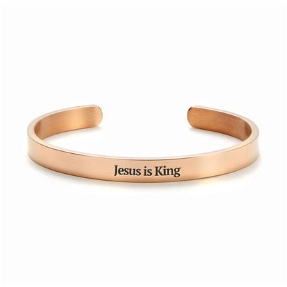 Jesus Is King Personalizable Cuff Bracelet, Christian Bracelet For Women, Bible Verse Bracelet, Christian Jewelry