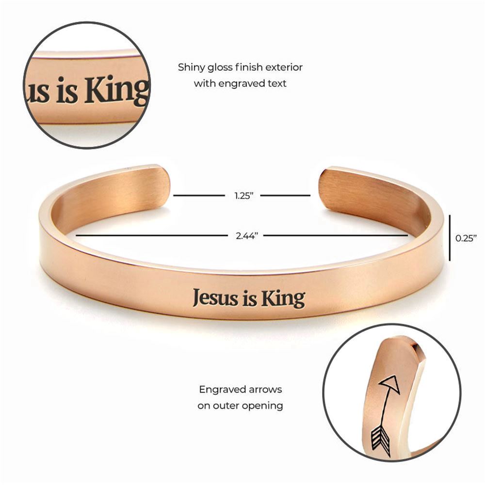 Jesus Is King Personalizable Cuff Bracelet, Christian Bracelet For Women, Bible Verse Bracelet, Christian Jewelry
