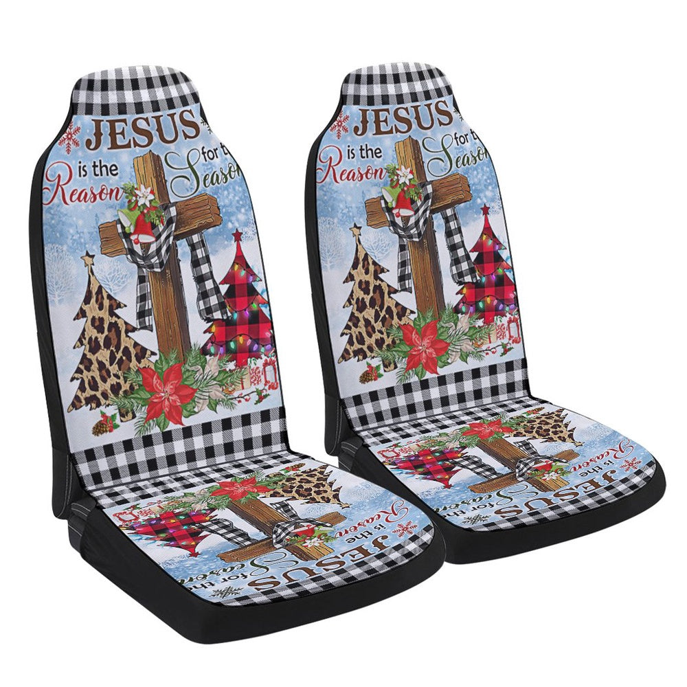 Jesus Is The Reason For The Season Religious Cross Christmas Cars Seat Cover, Christmas Car Seat Covers, Car Decor Gift