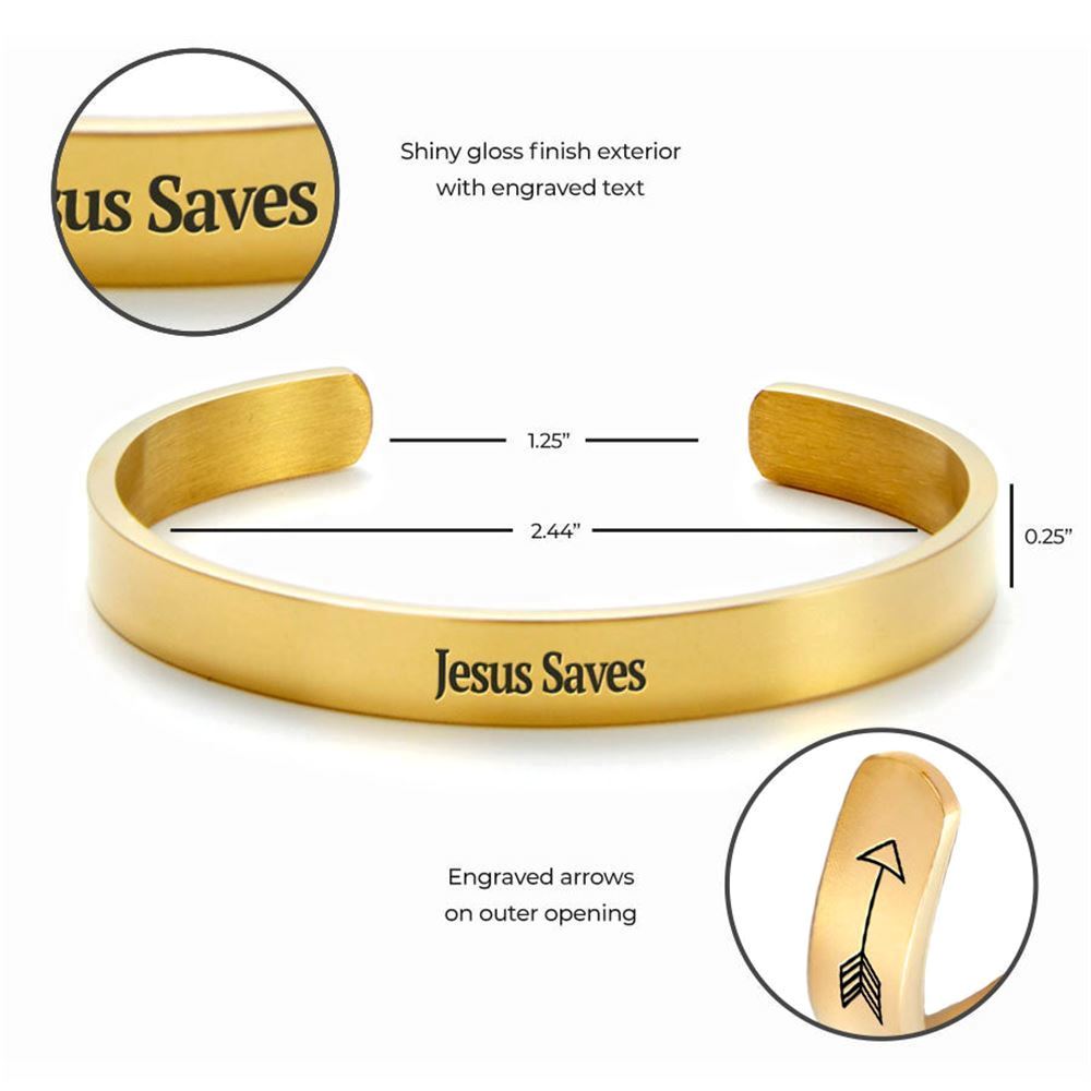 Jesus Saves Personalizable Cuff Bracelet, Christian Bracelet For Women, Bible Verse Bracelet, Christian Jewelry