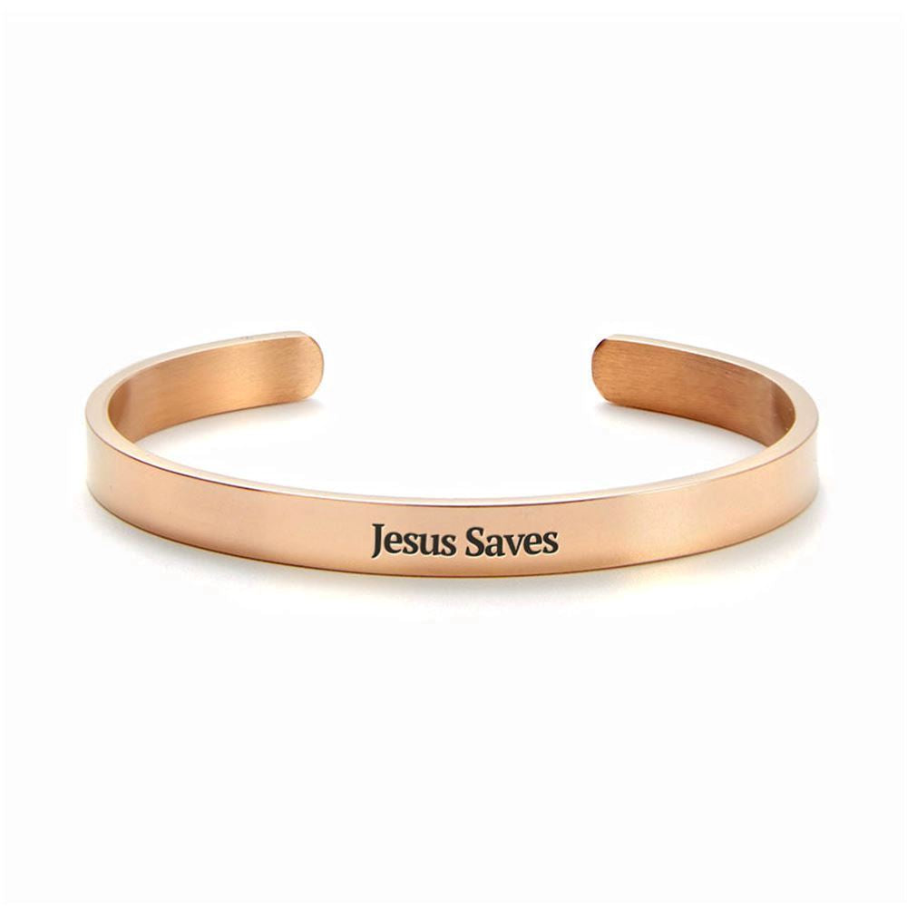 Jesus Saves Personalizable Cuff Bracelet, Christian Bracelet For Women, Bible Verse Bracelet, Christian Jewelry