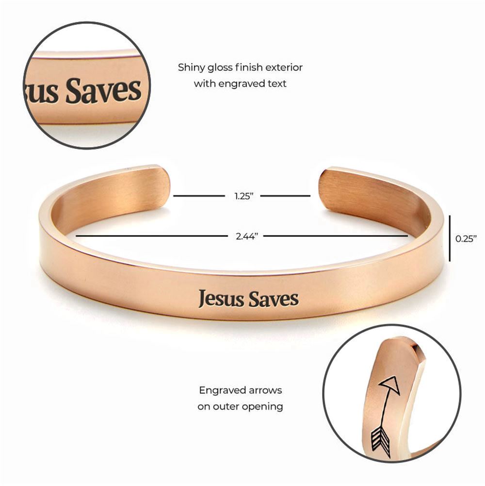 Jesus Saves Personalizable Cuff Bracelet, Christian Bracelet For Women, Bible Verse Bracelet, Christian Jewelry
