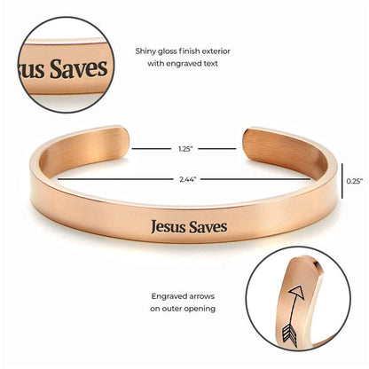 Jesus Saves Personalizable Cuff Bracelet, Christian Bracelet For Women, Bible Verse Bracelet, Christian Jewelry