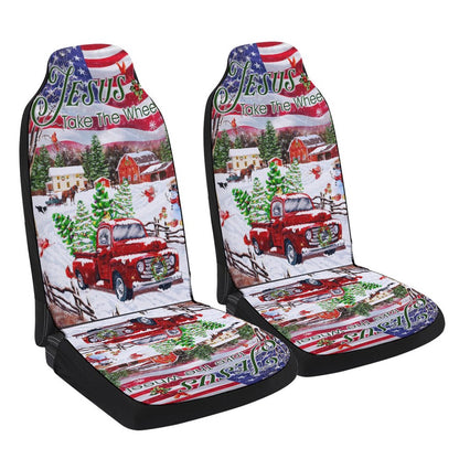 Jesus Take The Wheel Christmas Truck Cars Seat Cover, Christmas Car Seat Covers, Car Decor Gift