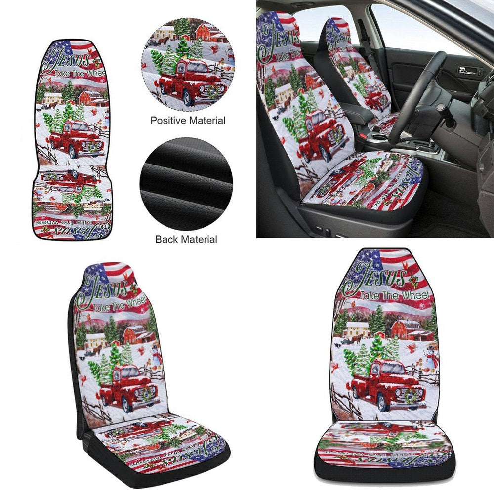 Jesus Take The Wheel Christmas Truck Cars Seat Cover, Christmas Car Seat Covers, Car Decor Gift