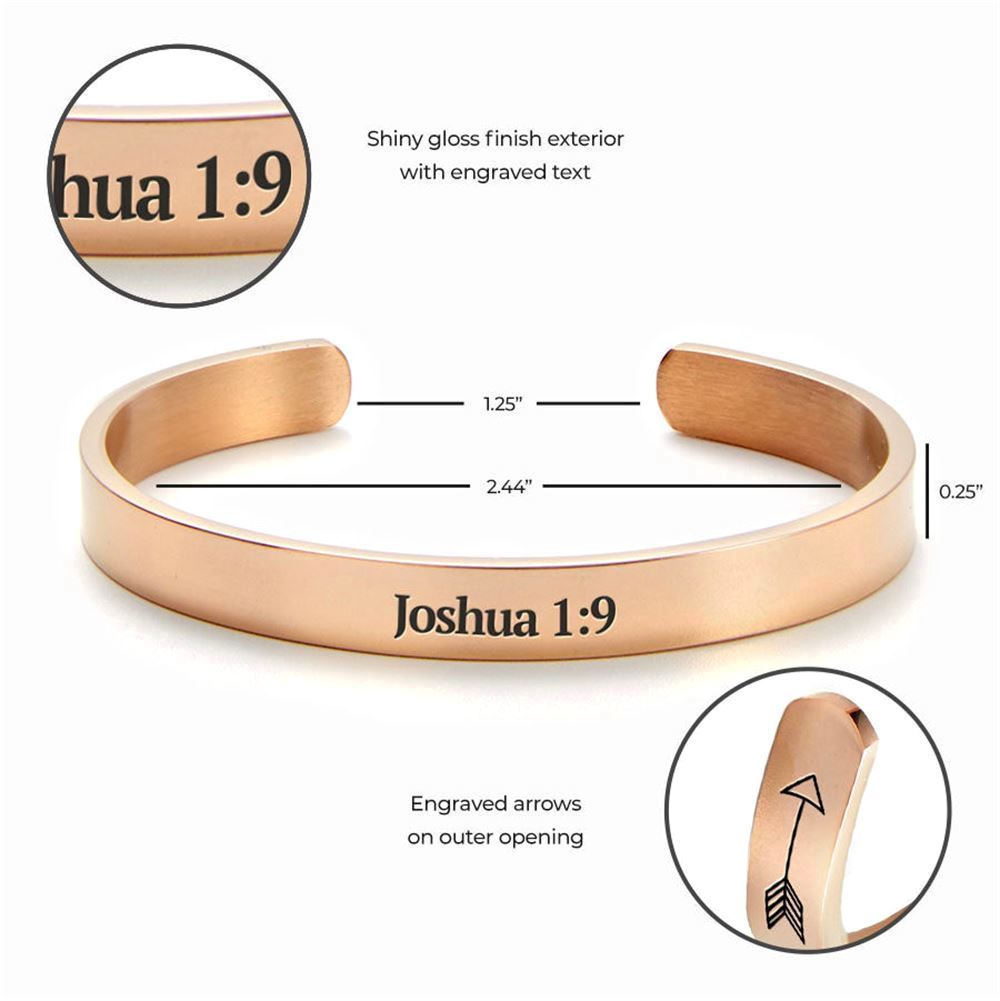 Joshua 19 Be Strong Cuff Bracelet, Christian Bracelet For Women, Bible Verse Bracelet, Christian Jewelry