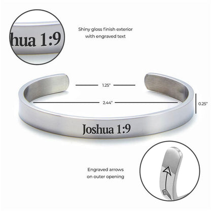 Joshua 19 Be Strong Cuff Bracelet, Christian Bracelet For Women, Bible Verse Bracelet, Christian Jewelry