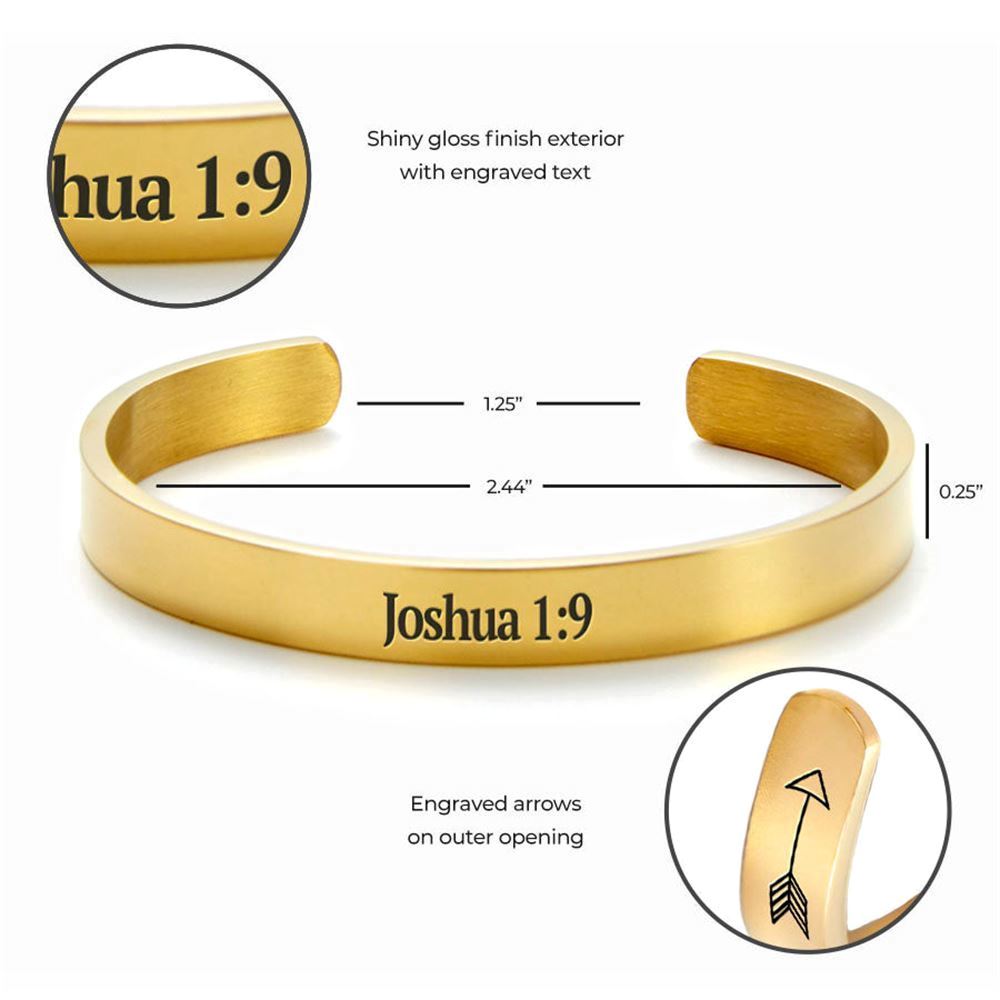 Joshua 19 Be Strong Cuff Bracelet, Christian Bracelet For Women, Bible Verse Bracelet, Christian Jewelry