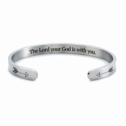 Joshua 19 He is With You Cuff Bracelet, Christian Bracelet For Women, Bible Verse Bracelet, Christian Jewelry