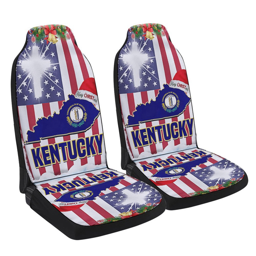 Kentucky God Bless Christmas Cars Seat Cover, Christmas Car Seat Covers, Car Decor Gift