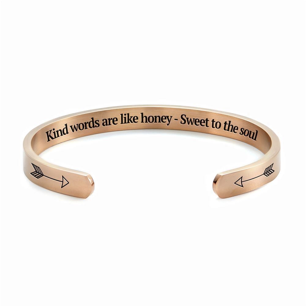 Kind Words Are Like Honey - Sweet To The Soul Personalized Cuff Bracelet, Christian Bracelet For Women, Bible Verse Bracelet, Christian Jewelry