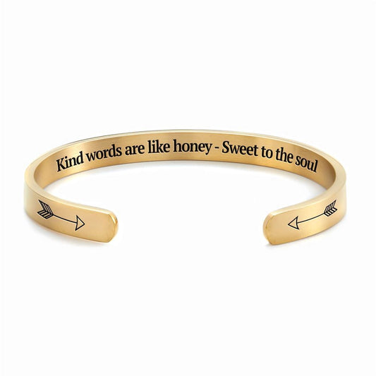 Kind Words Are Like Honey - Sweet To The Soul Personalized Cuff Bracelet, Christian Bracelet For Women, Bible Verse Bracelet, Christian Jewelry