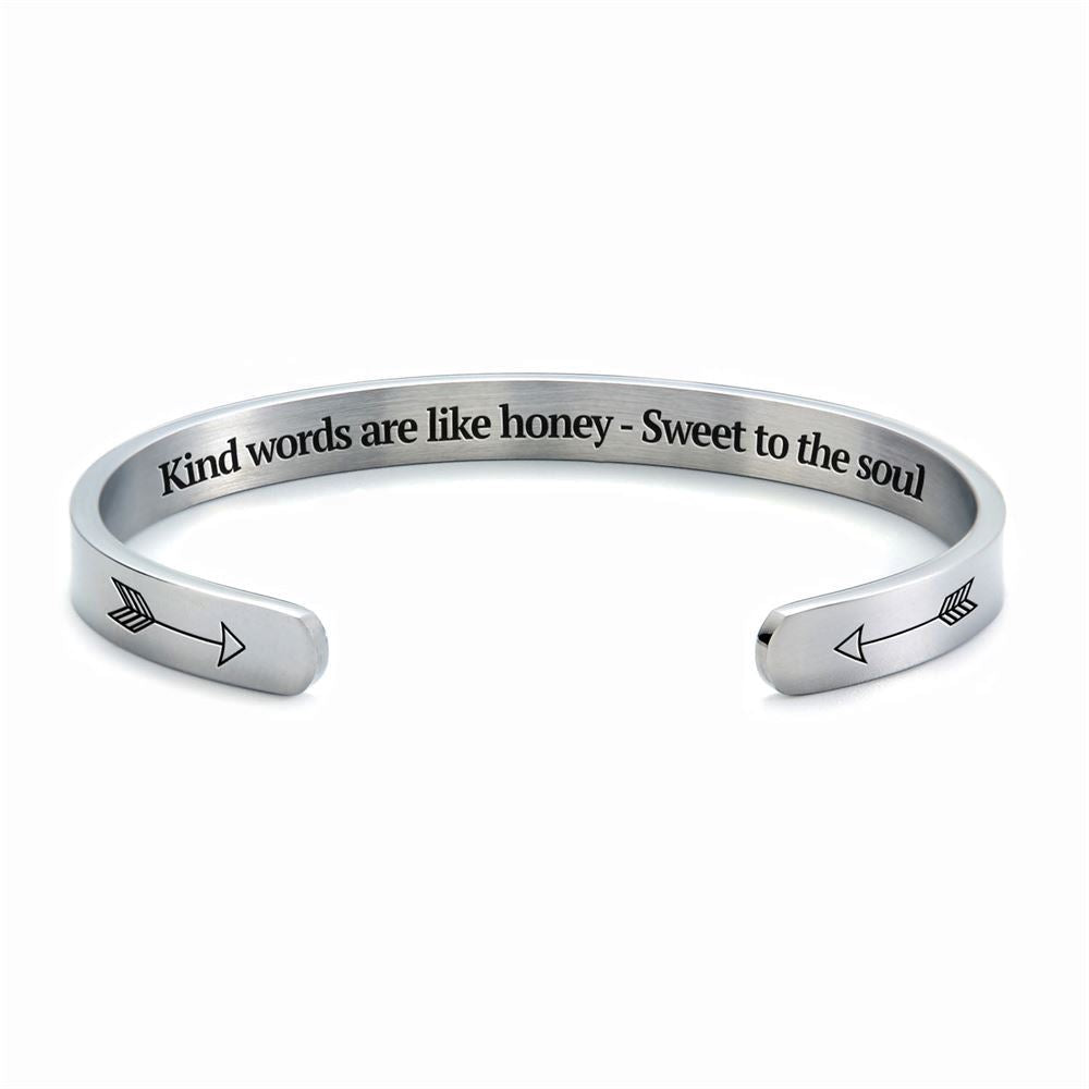 Kind Words Are Like Honey - Sweet To The Soul Personalized Cuff Bracelet, Christian Bracelet For Women, Bible Verse Bracelet, Christian Jewelry